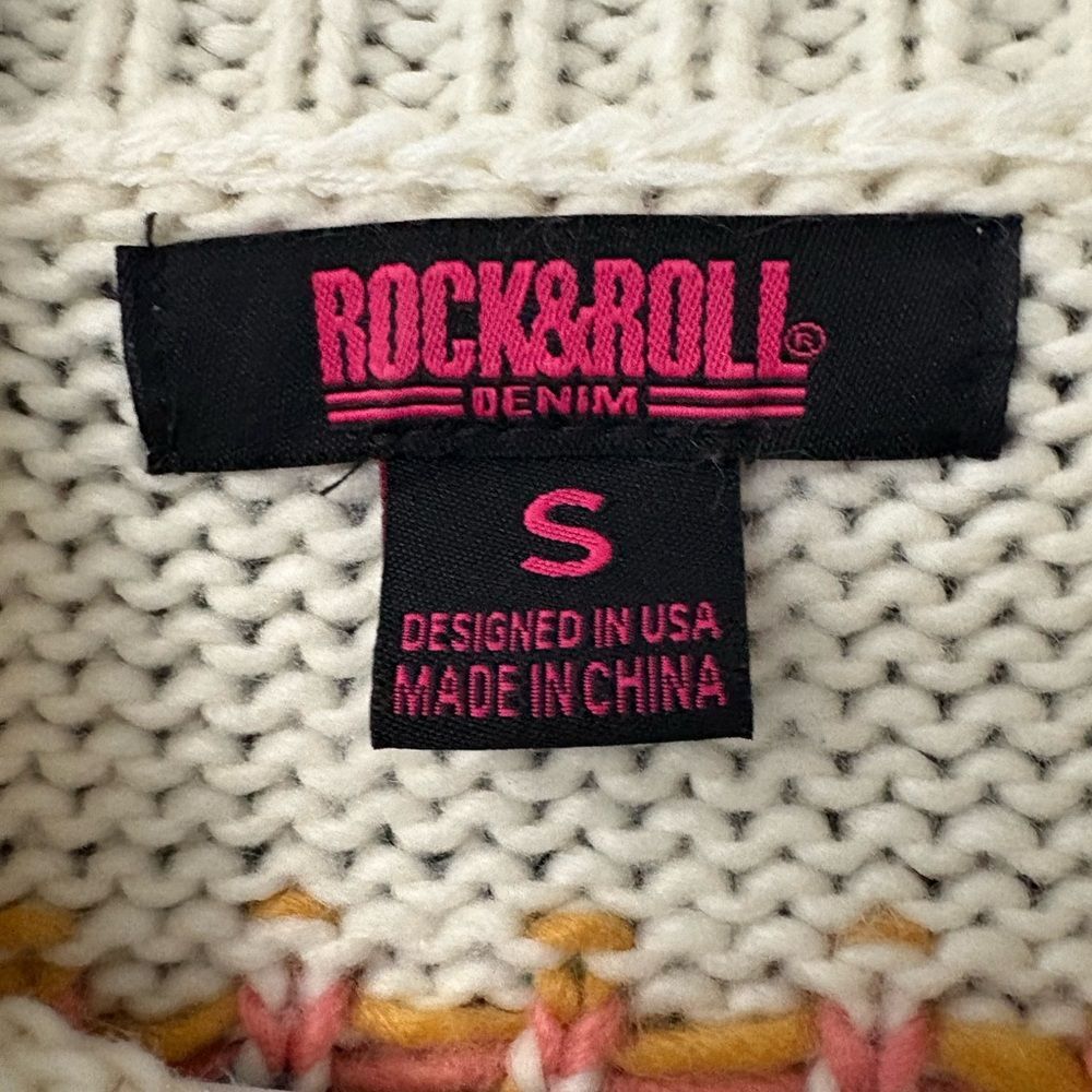 Rock & Roll | Southwestern Motif Cowboy Fringe Knit Sweater Oversized Small - Picture 4 of 8